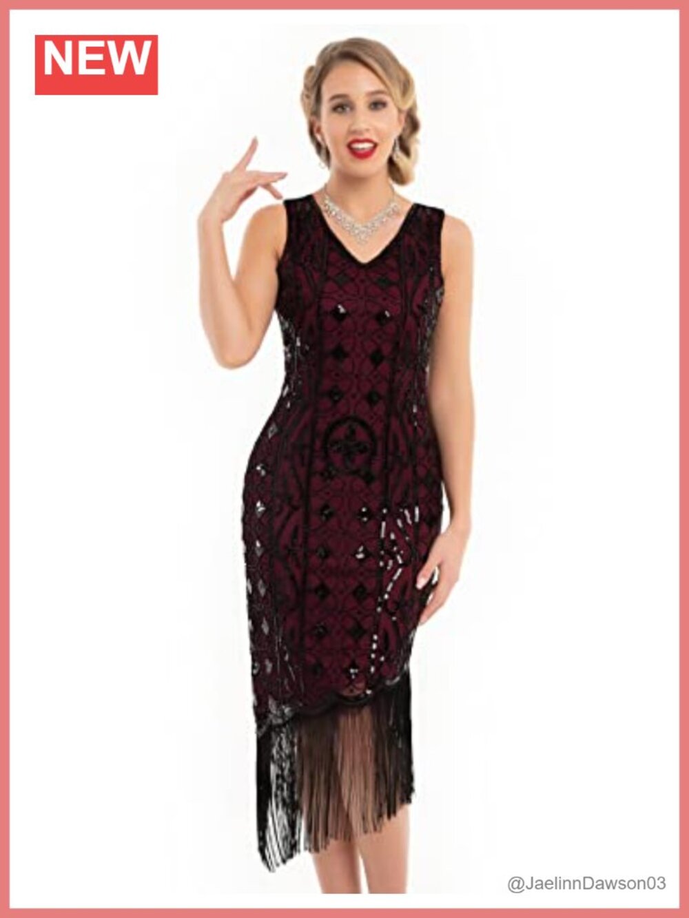 Women's 1920s Sequin Fringe Flapper Dress Gatsby Cocktail Party Midi